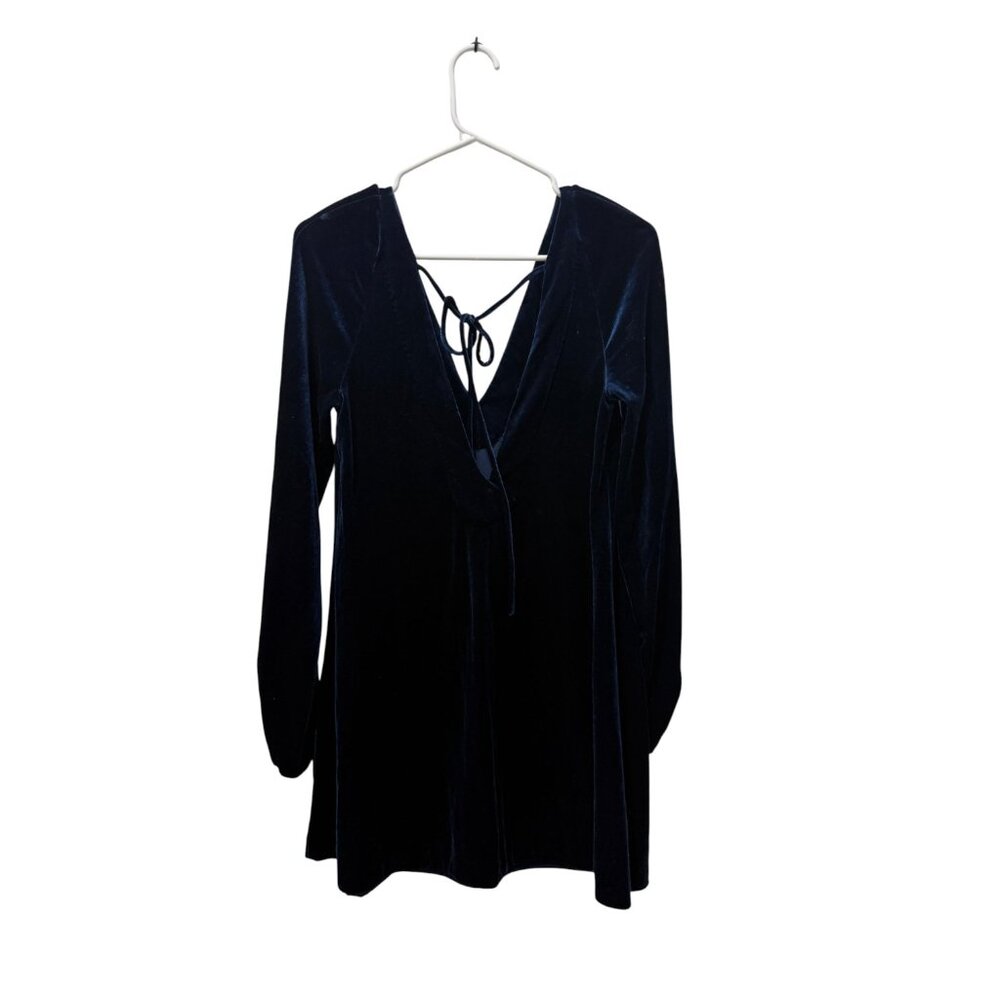 Free People Misha Velvet Mini Dress Small Navy Blue Whimsigoth Party Eveningwear